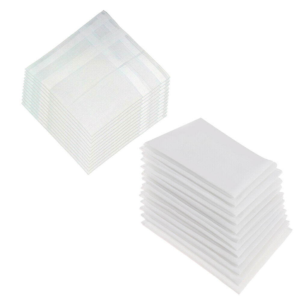 24 Pieces Cotton Handkerchiefs Classic Solid White Pocket Square Bulk Set