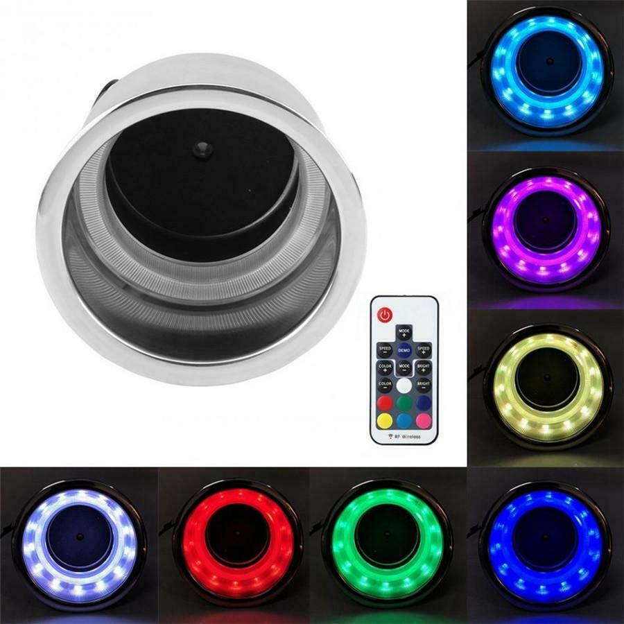 14LED Stainless Steel Cup Drink Holder & Remote For Marine Car 7-color Backlight