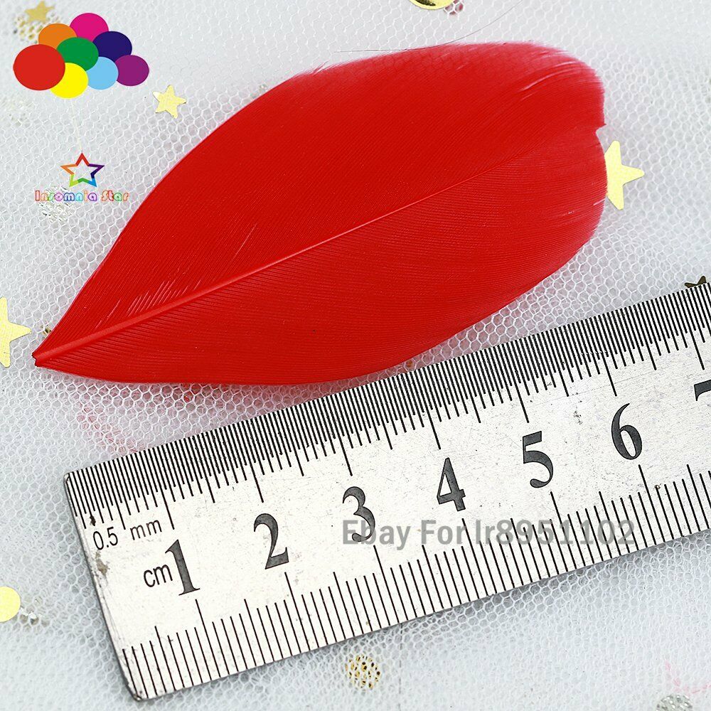 100pcs 5-7cm Red Chicken Goose Round Head Plumes Turkey Marabou Feathers Diy