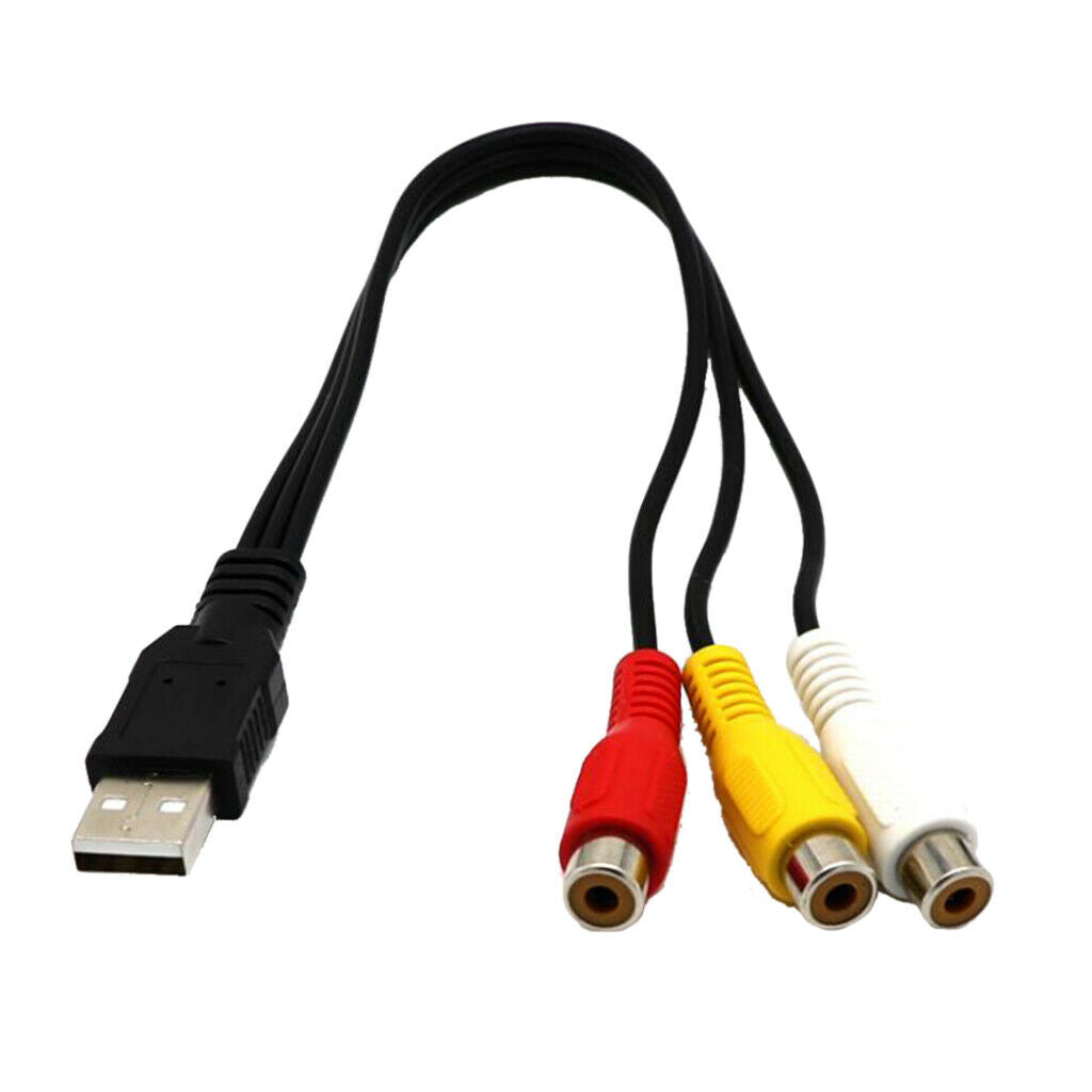 0.3 meter USB to 3RCA Cable, USB to 3 RCA Female Jack Splitter Audio Video