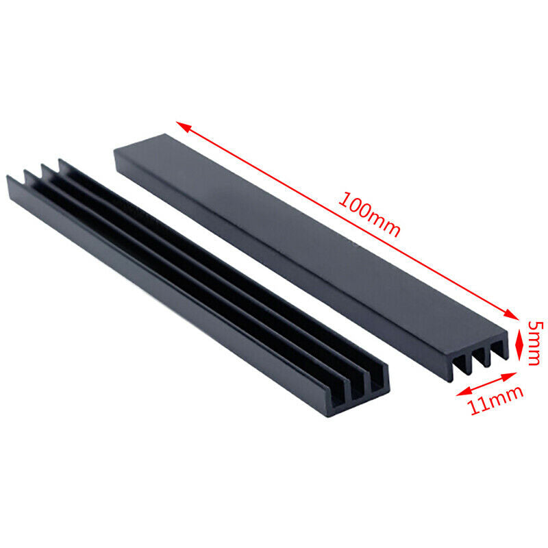2Pcs 100 * 11 * 5mm Black Aluminum Chip Radiators Heatsink UKR.l8