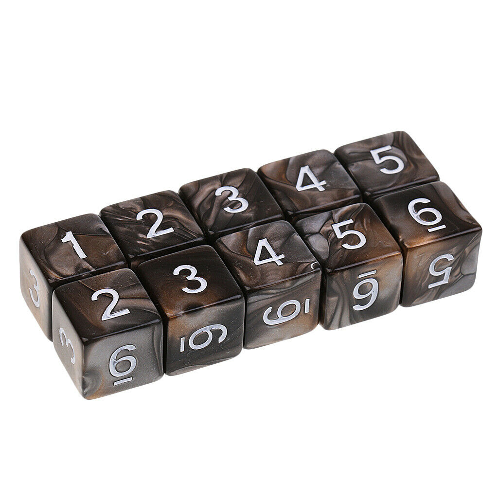10X D6 Polyhedral Dice for  Games Durable Gray Coffee