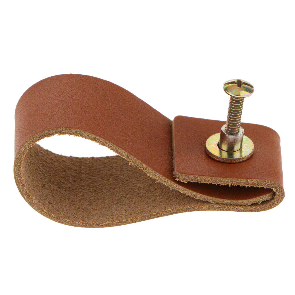 18x Handmade Leather Door Handle Pull Knob for Cabinet Cupboard Light Brown