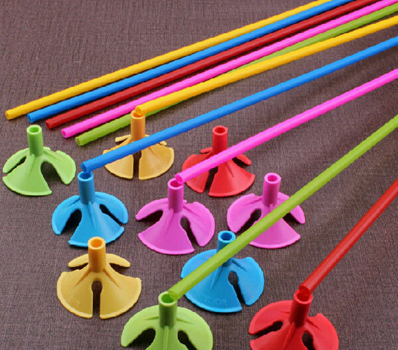 100SETs Plastic Balloon Holder Sticks Cup Wedding Party Decoration