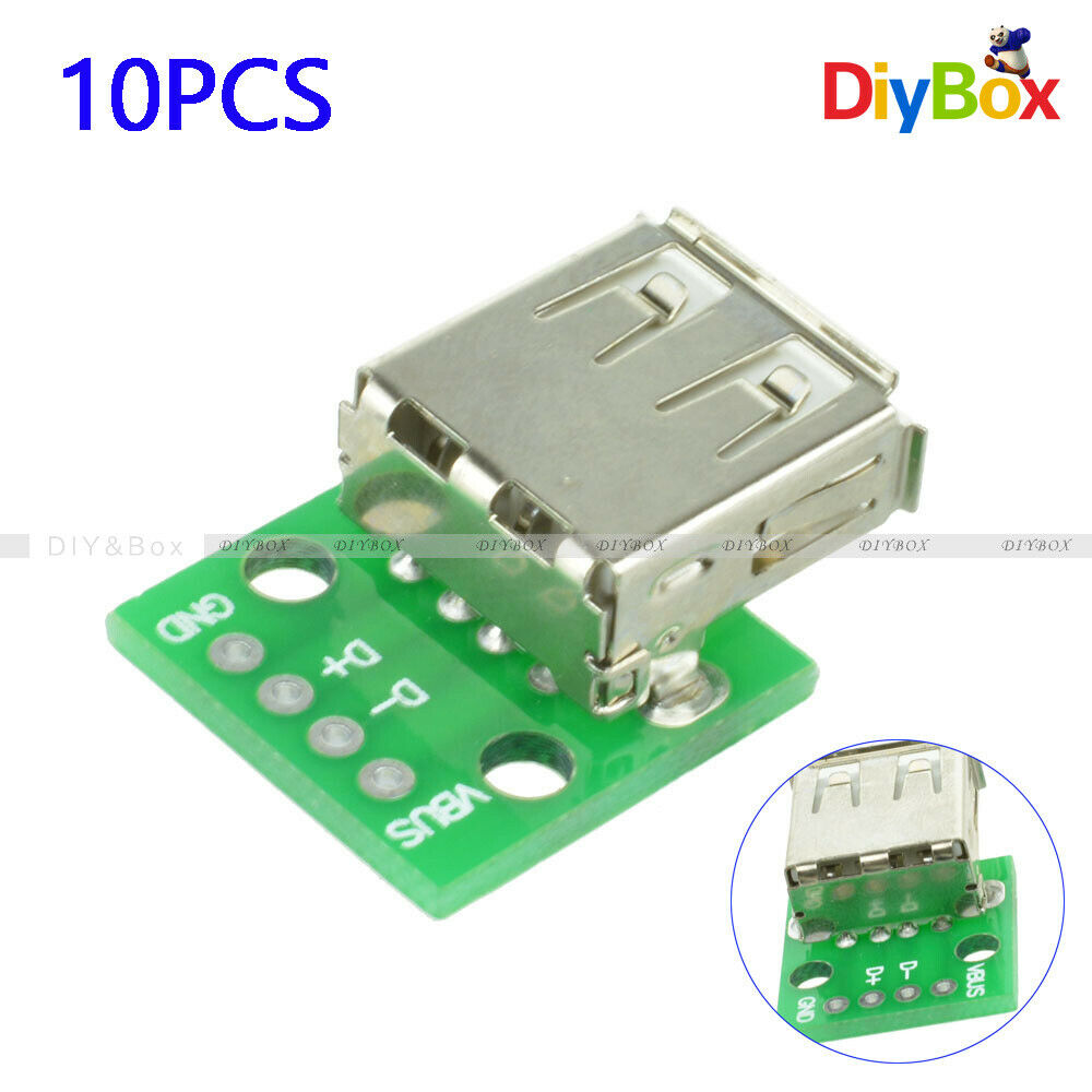10Pcs Female Type A USB To DIP 2.54MM PCB Board Adapter Converter For Arduino