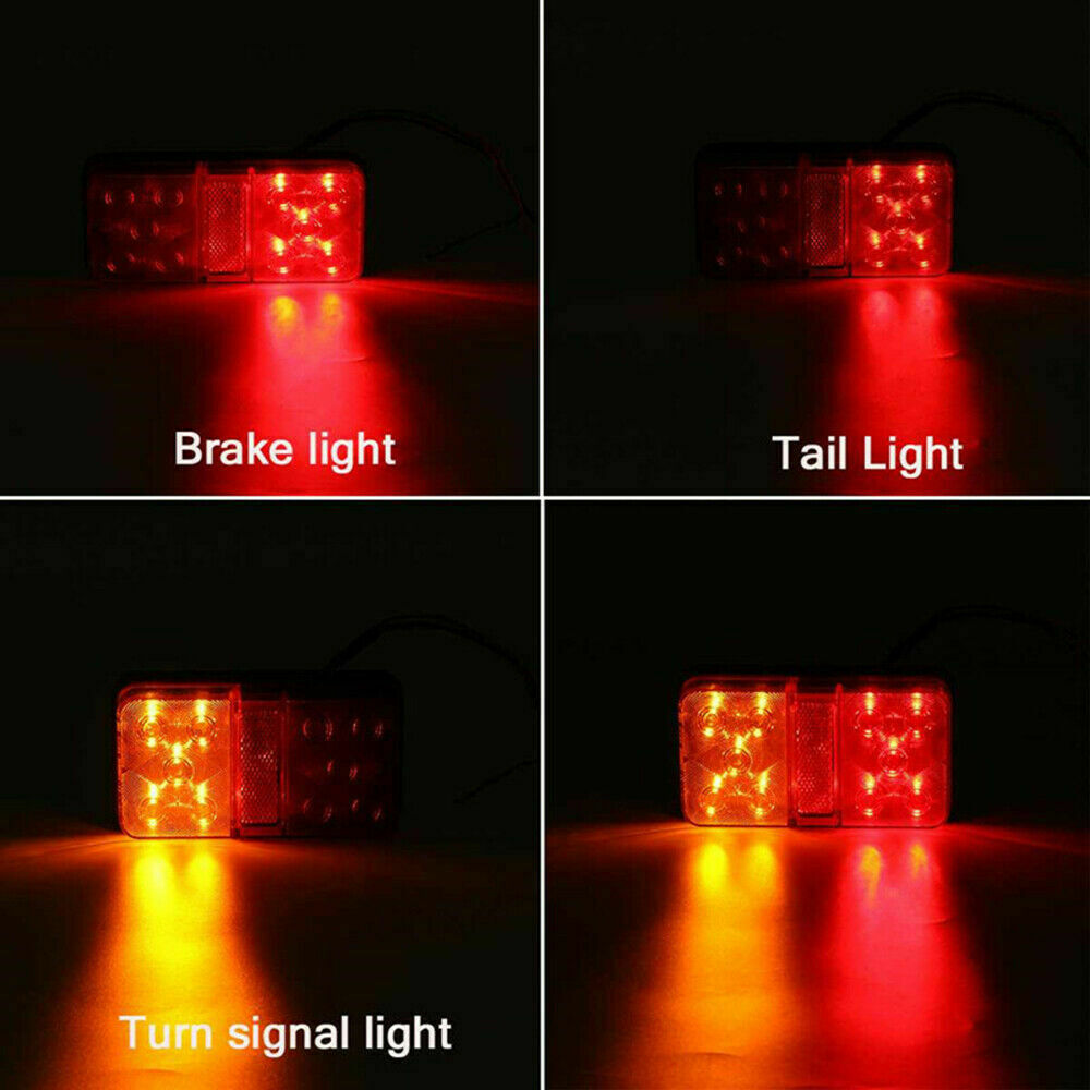 2x LED Waterproof Tail Lights Kit RV Camper Trailer Truck Rear Turn Signal 12V