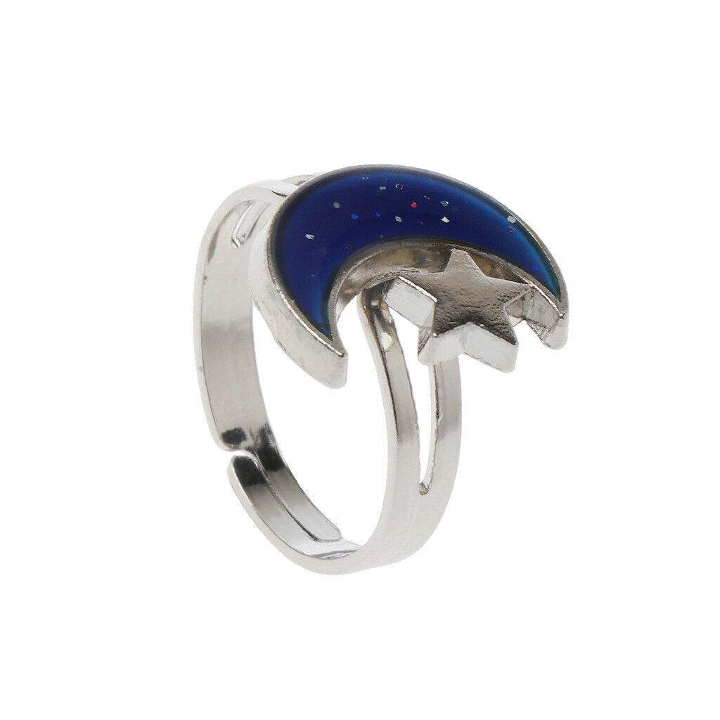 Moon Star Shape Color Change Mood Ring Emotion Feeling Temperature Ring Birthday