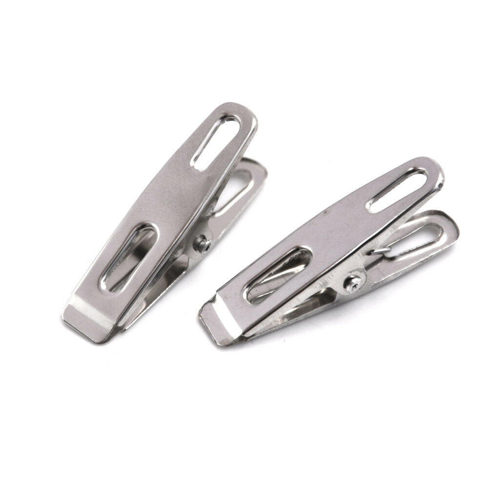 20Pcs Stainless Steel Clothes Pegs Hanging Pins Clips Laundry Metal Clamp.l8