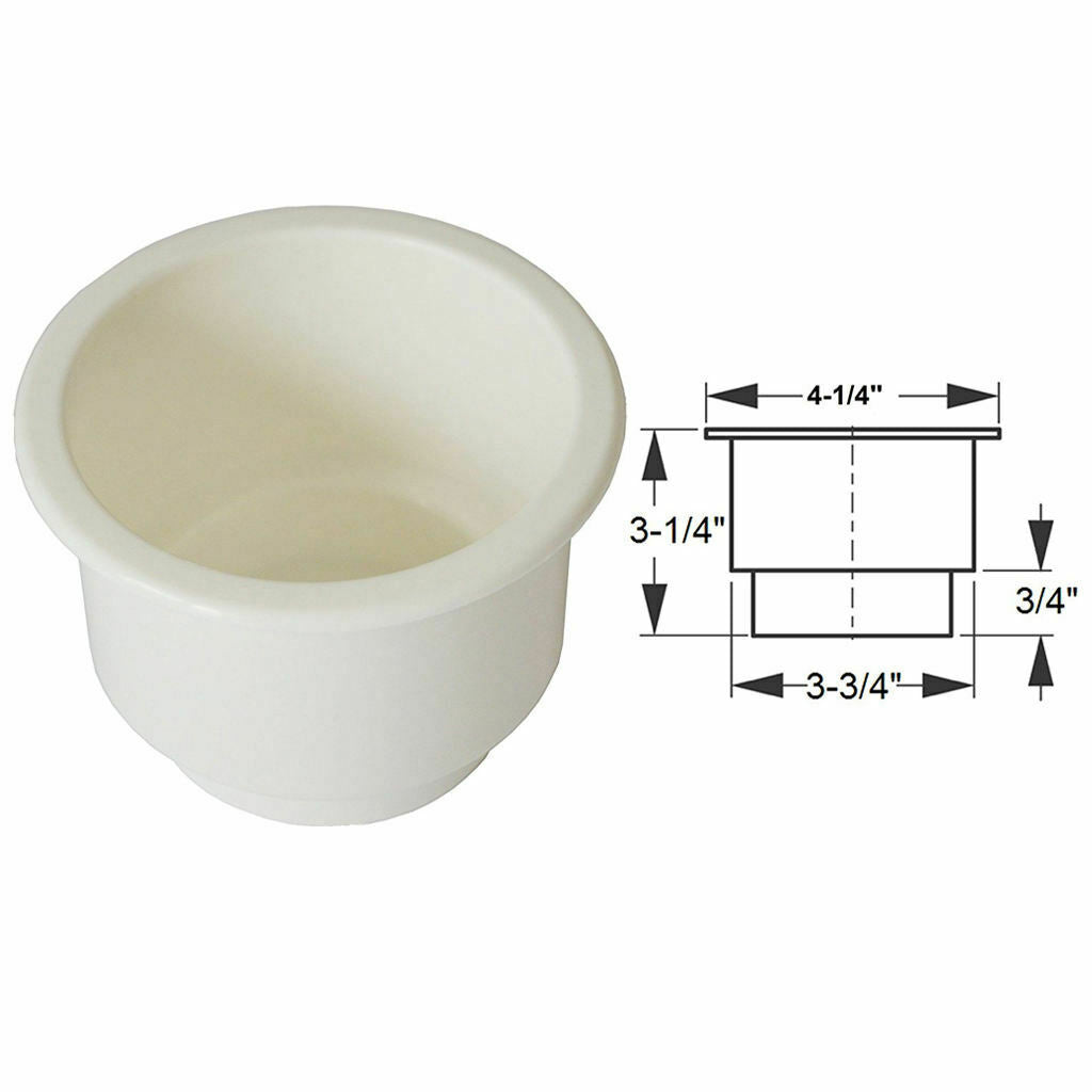 10X (White) No Holes Recessed Cup Drink Holder for Marine Boat Car Auto RV