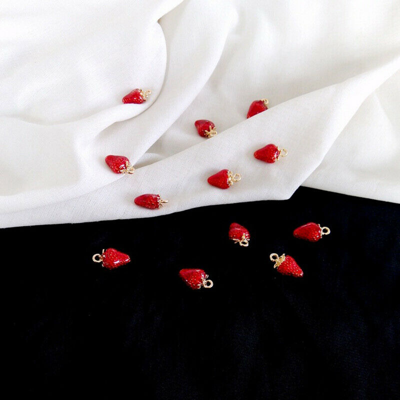2PCS Strawberry Enamel Charms Handmade DIY Crafts Alloy Jewelry Making Gi.l8
