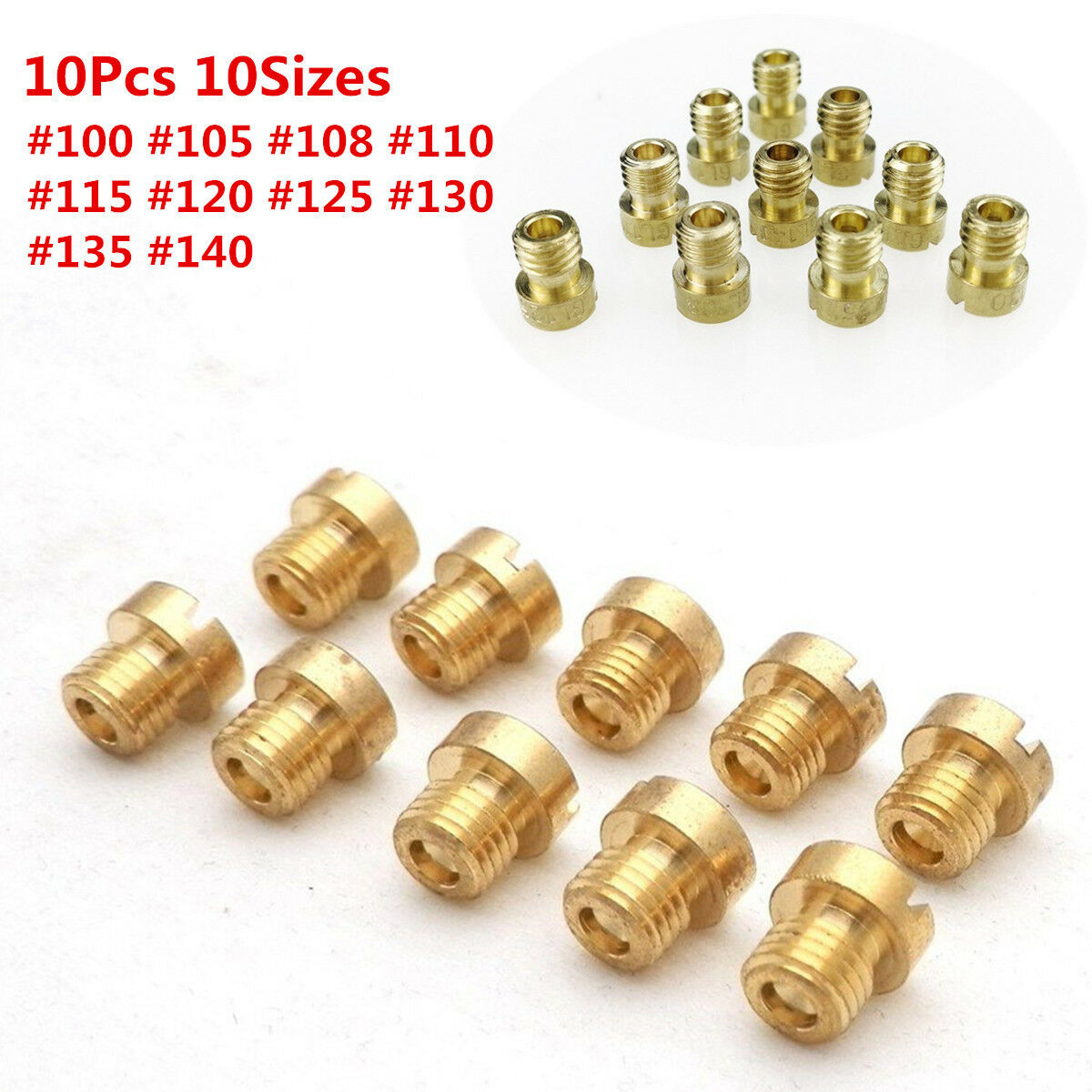 10x Carburetor Carb Main Jet for GY6 125cc-150cc 152QMI 157QMJ 10 Sizes #100-140