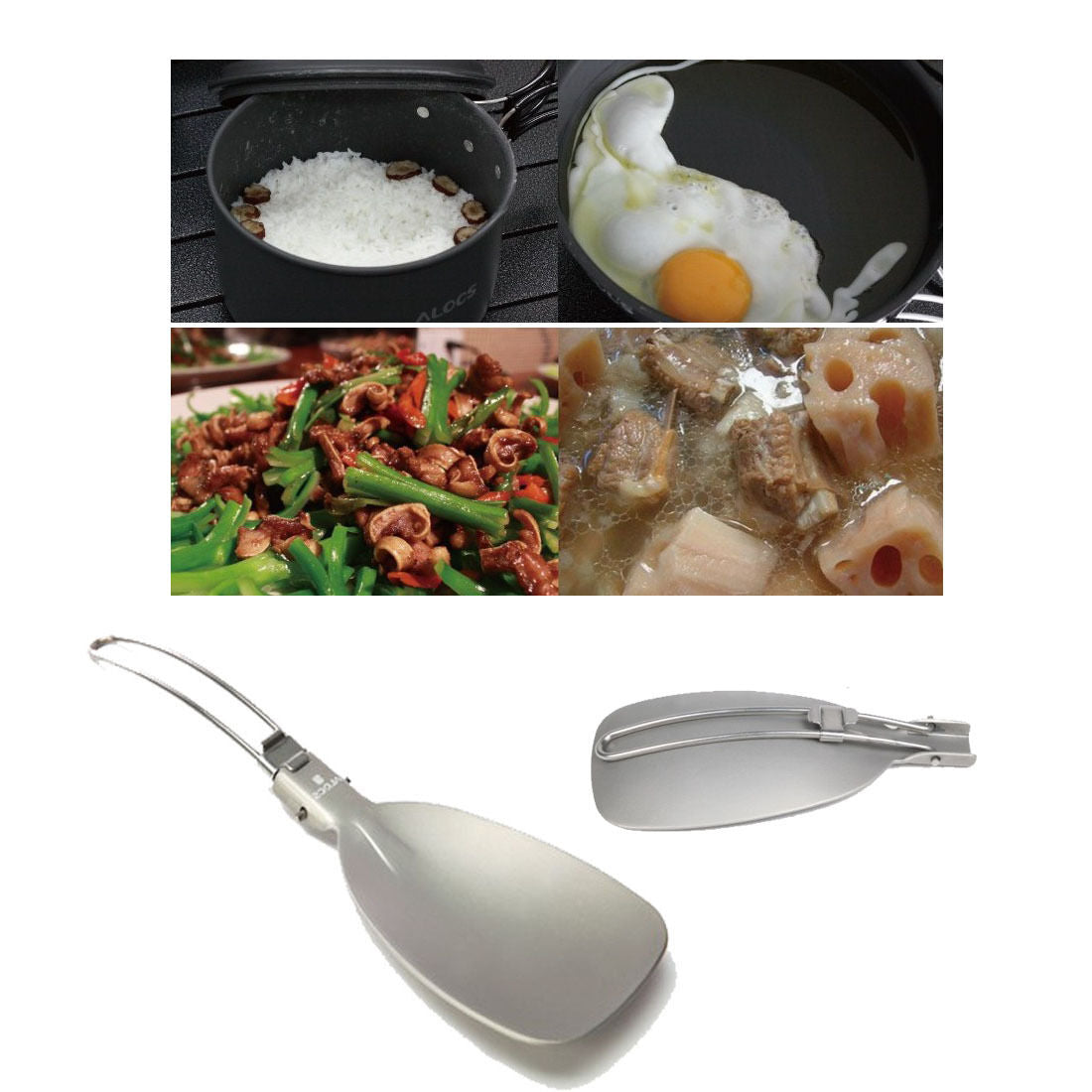 New Aluminium Folding Cooking Rice Spoon Retort Food Spatula Nonstick Camping
