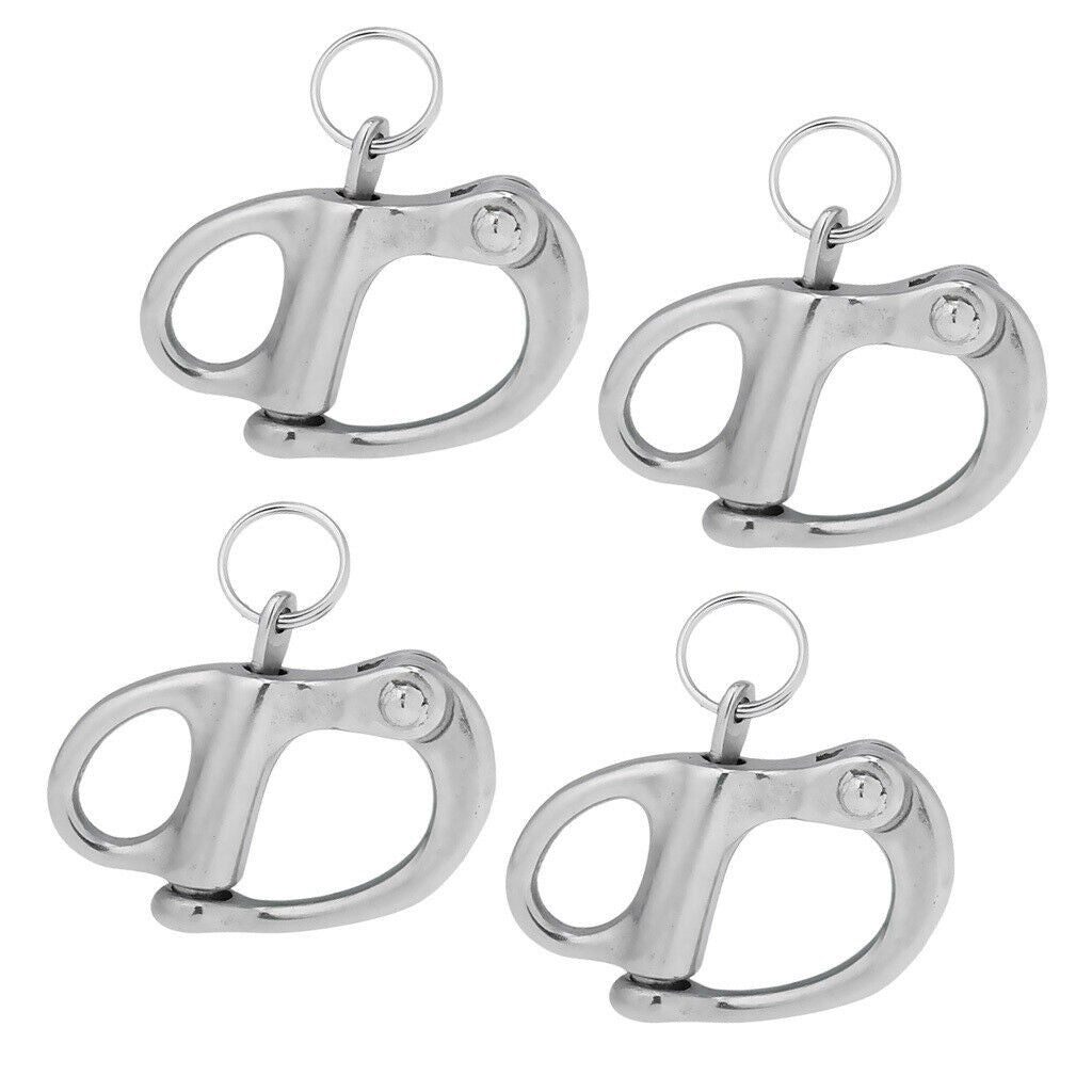 4x Stainless Steel Fixed Eye Snap Bail Shackle, 3.2 x 2.0cm/1.26 x 0.79inch