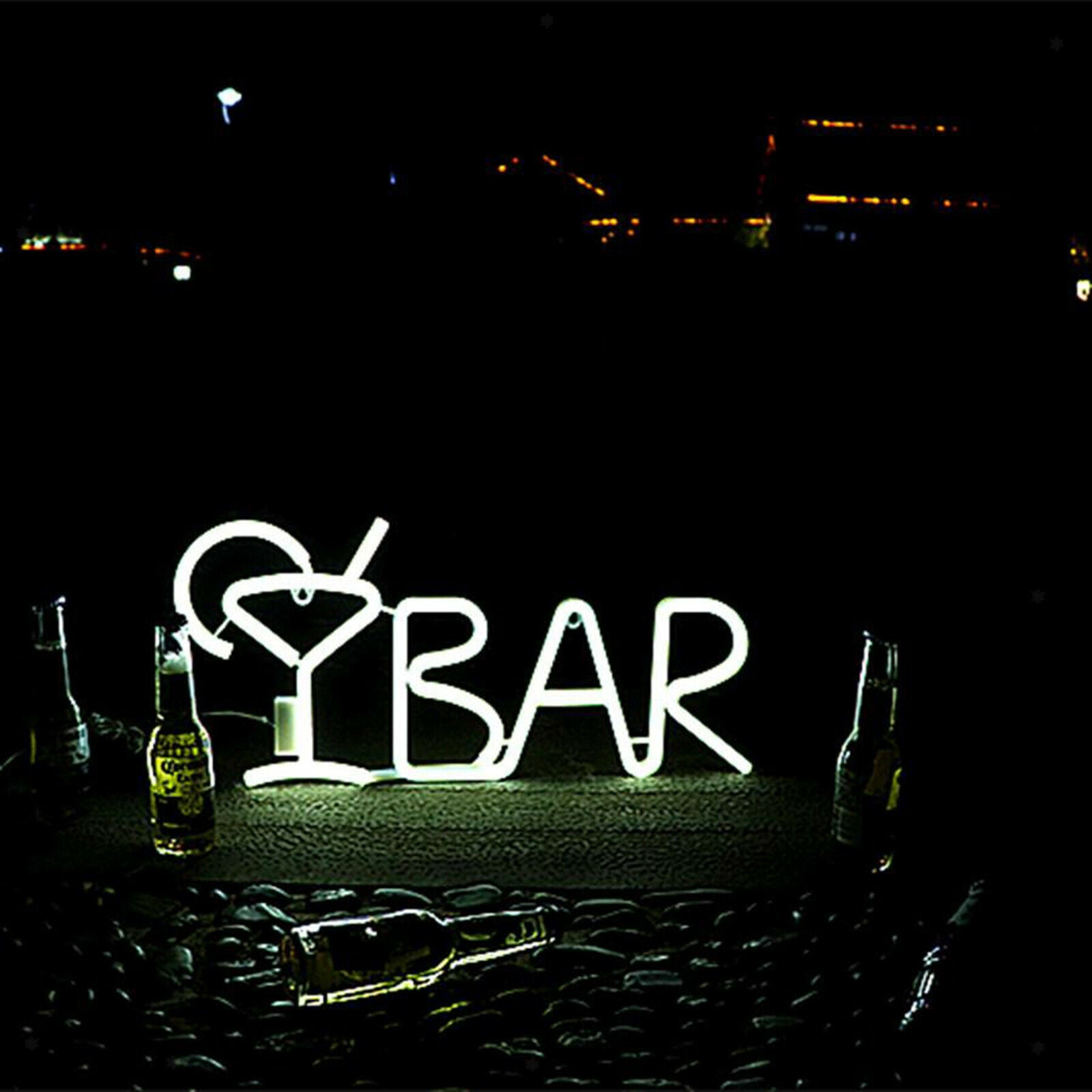 USB/Battery BAR LED Neon Light Signs Wall Lamp Party Home Decor White