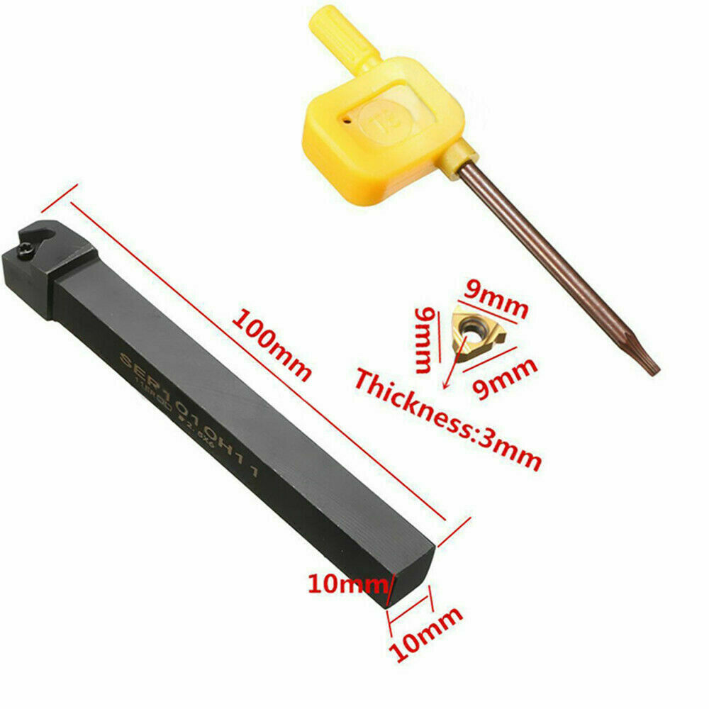 10Pcs 11ER AG60 Threading Insert + SER1010H11 10mm Lathe CNC Cutting Tool Holder