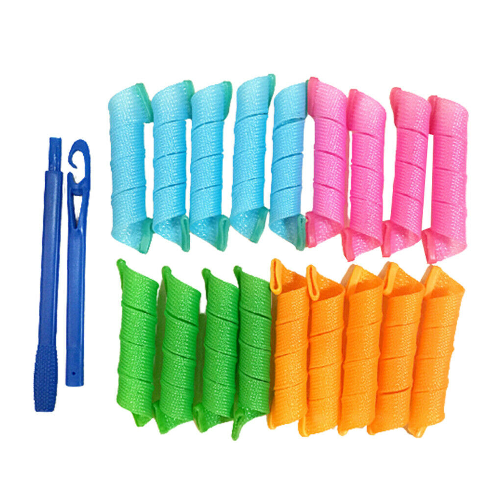 18x Hair Curlers Spiral Curls DIY Styling Kit for Women Girls Mixed Color