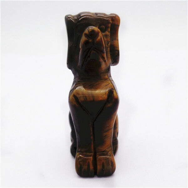 50x30x18mm Natural Tiger Eye Gem Carved Dog Decoration Statue Stone Decor HH7952