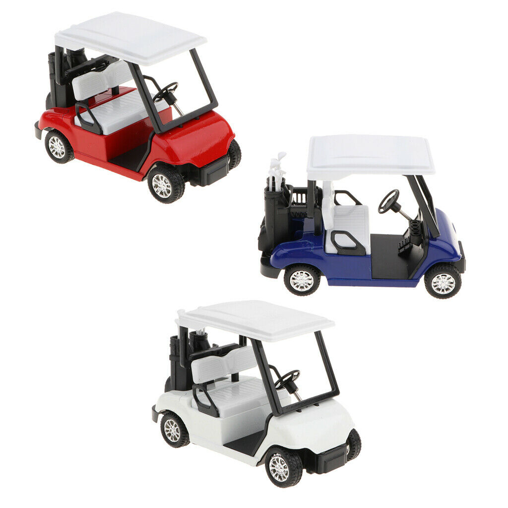 3pcs/set Alloy Pull Back Golf Cart Assorted Colors (Red, Blue and White)