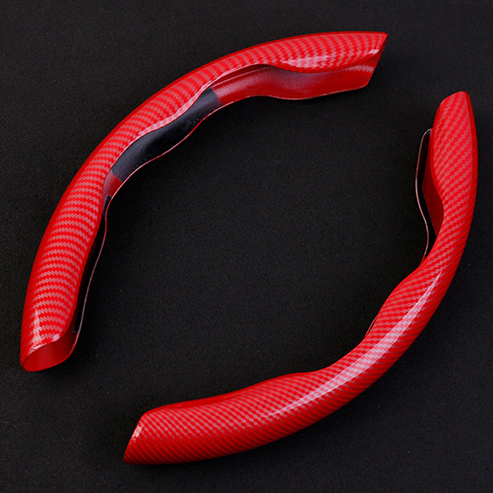 2x Red Car Steering Wheel Booster Non-Slip Cover Carbon Fiber Universal 38cm 15"