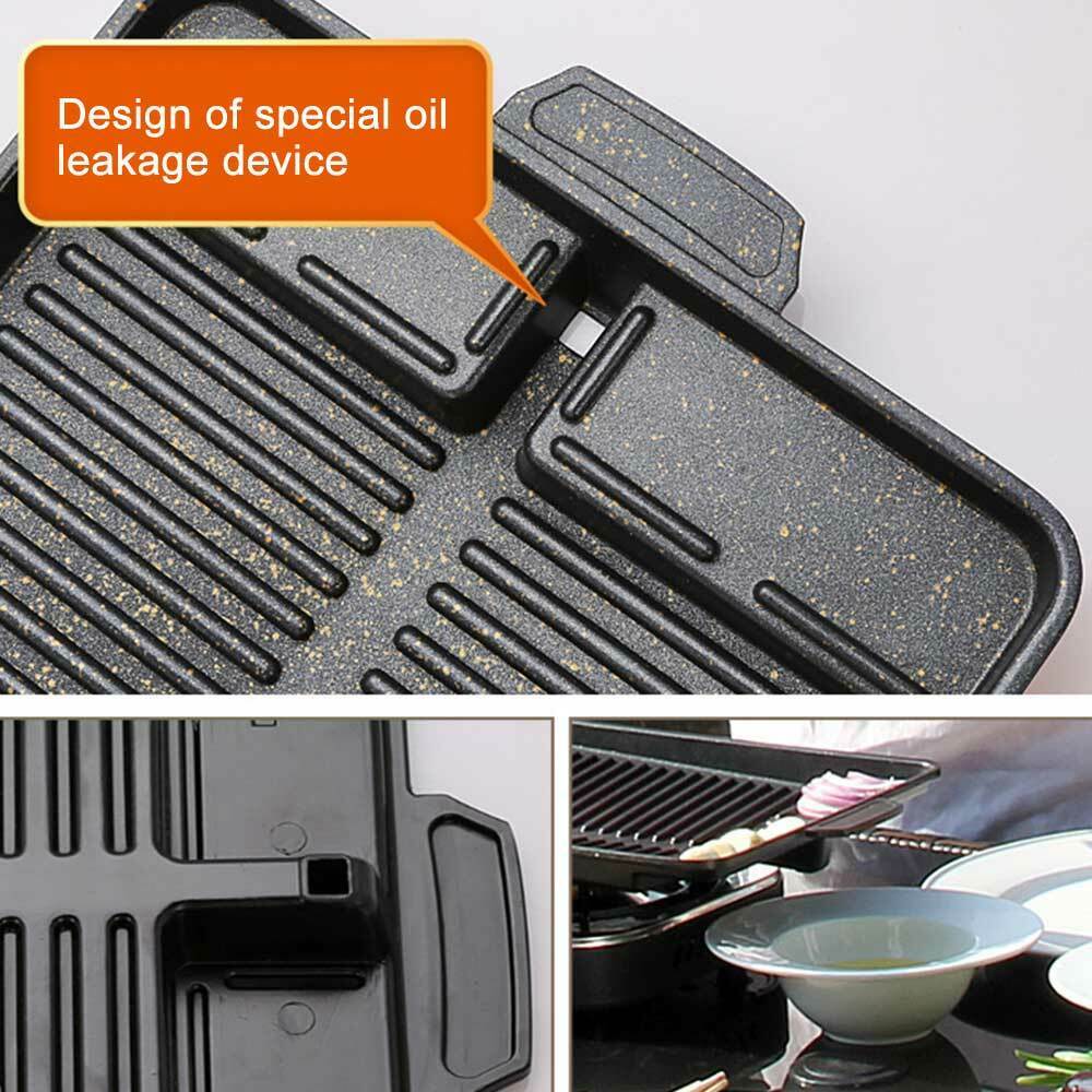Korean BBQ Grill Pan Non-Stick Charcoal Grill Plate Butane Gas Stove Cooker LIN