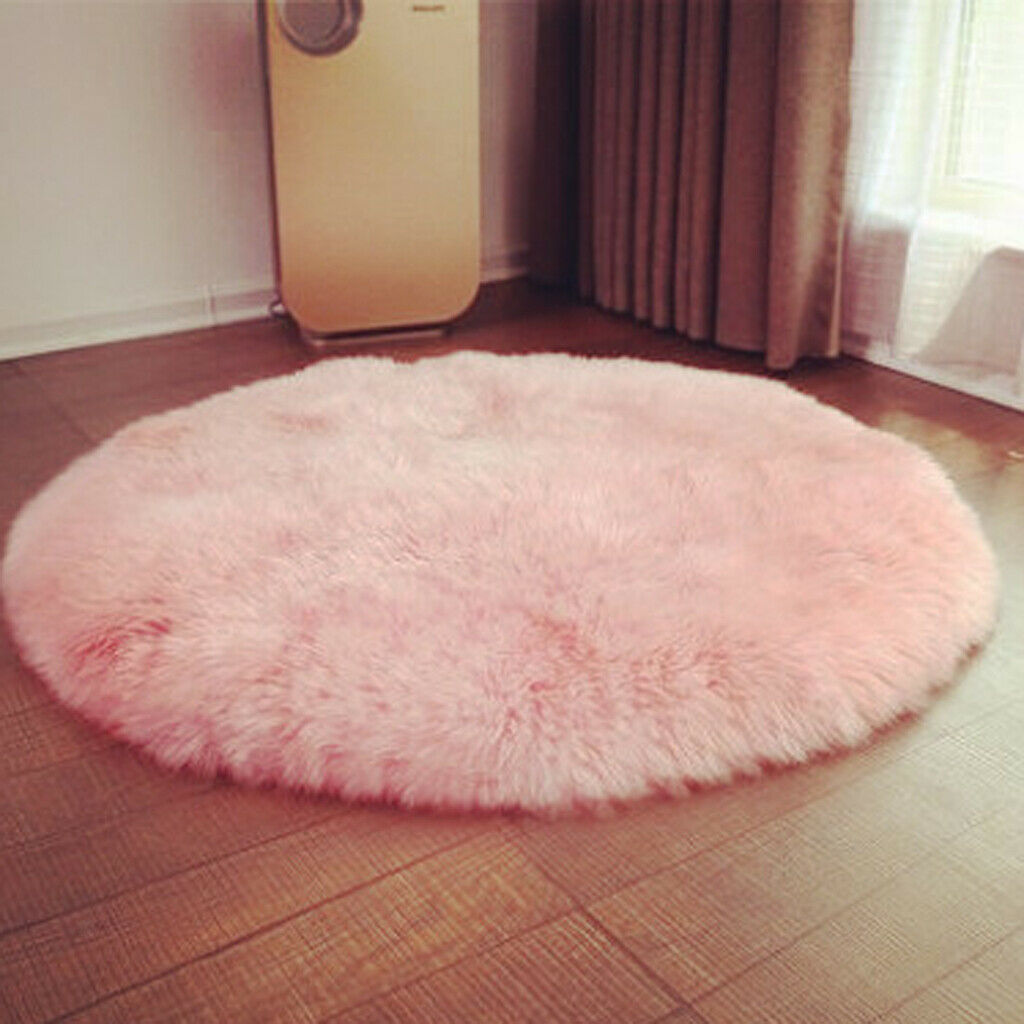 2 Artificial Sheepskin Rug Fluffy Home Floor Mat Carpet Seat Cushion Pink
