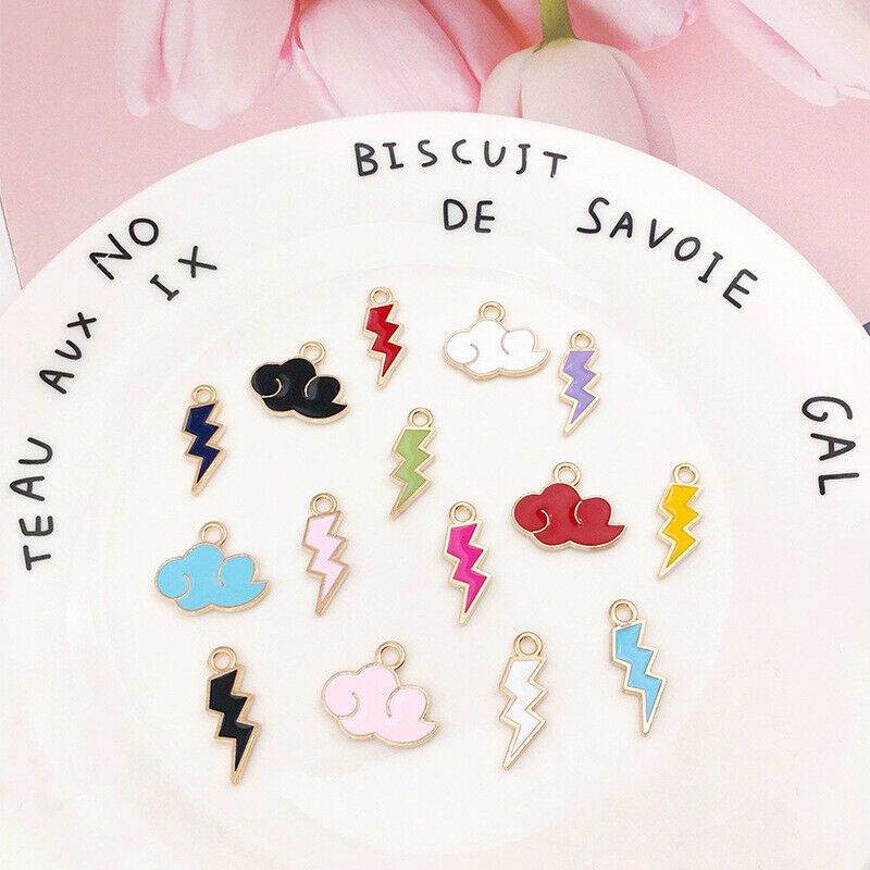 90Pcs Enamel Lightning Cloud Charms Pendant DIY Earring Bracelet Necklace Making