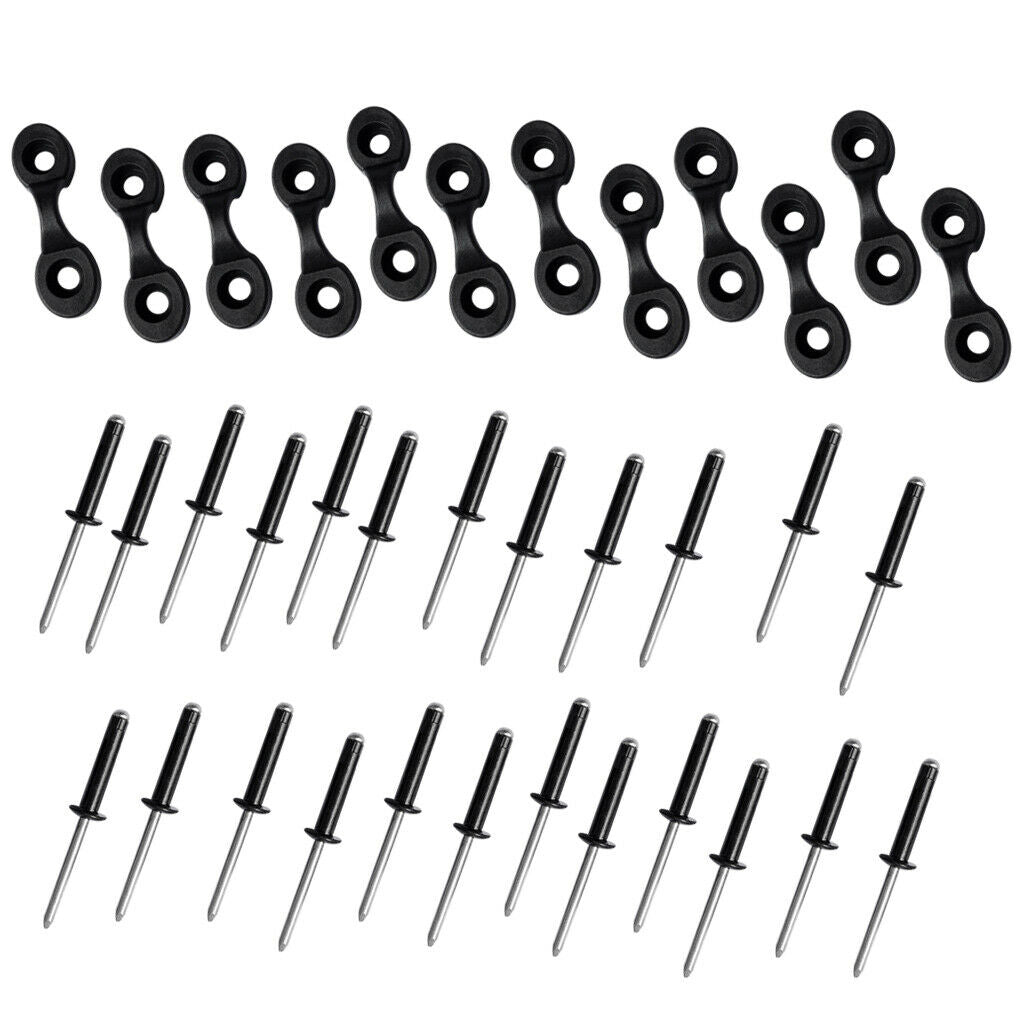 12 Kayak Pad Eyes & 24 Tri Rivets for Kayak Boat Fishing Rigging Bungee Kit