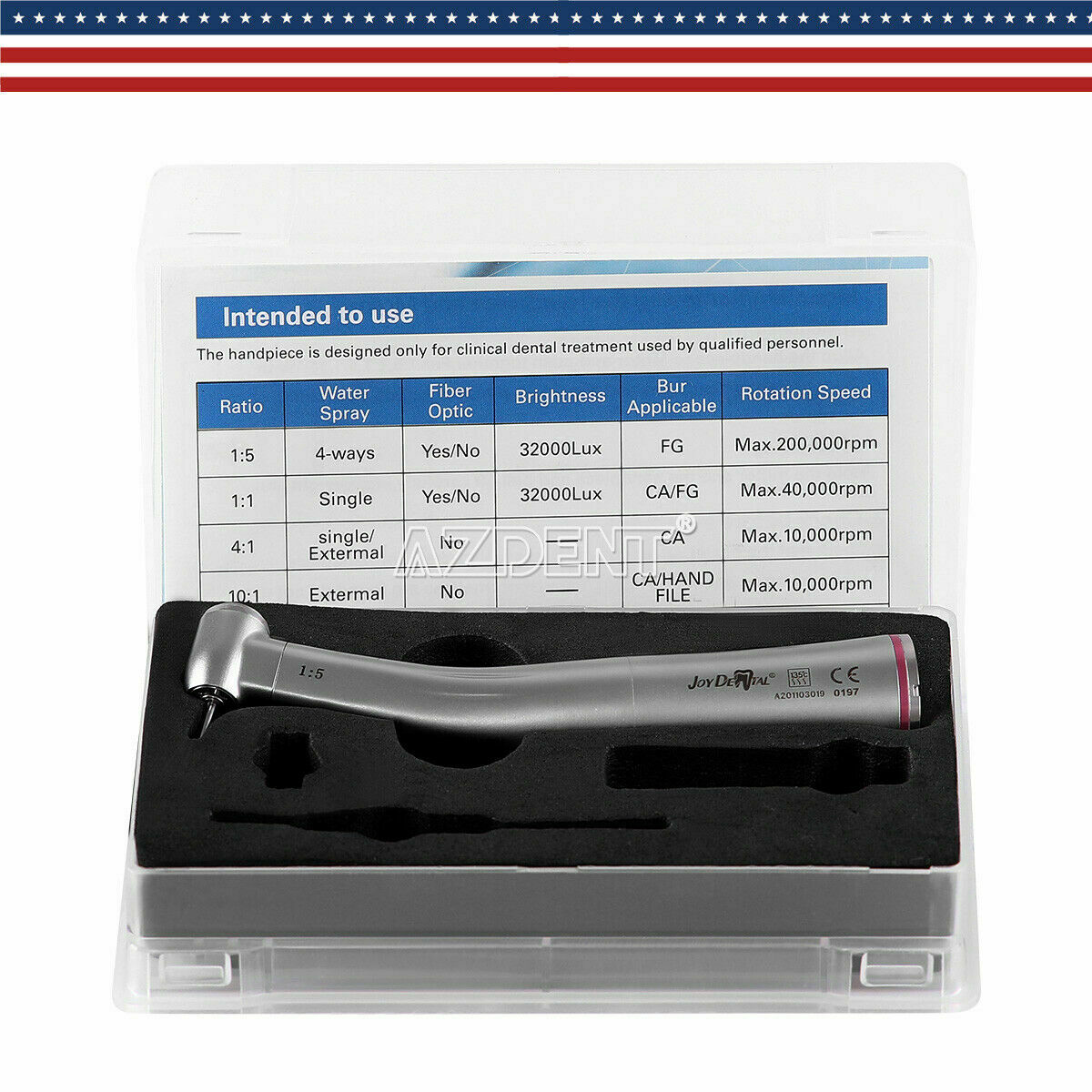 Dental Low SpeedContra Angle 1:5 Increasing fit E-type Motor Internal 4Way Spray