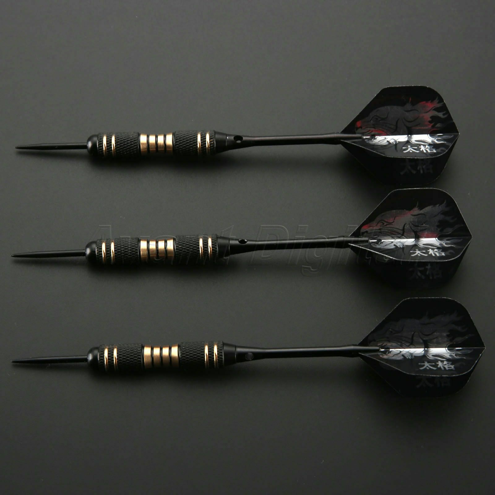 23g Brass Barrel Steel Needle Tip Darts Aluminium Shafts W Fights 3pcs/Set Boxed