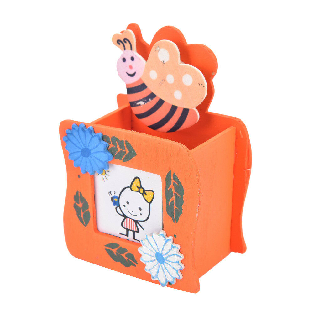 Cute Wooden Pen Pencil Holder Stationery Organizer Storage Office Contain WF
