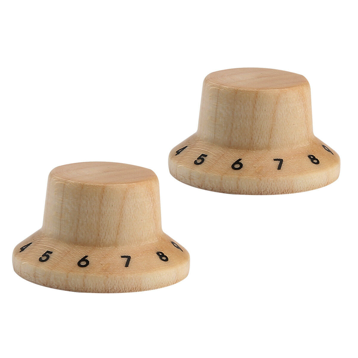 2x Maple Wood Strat Style Bell Knobs Guitar Bass Top Hat Knob 1-10