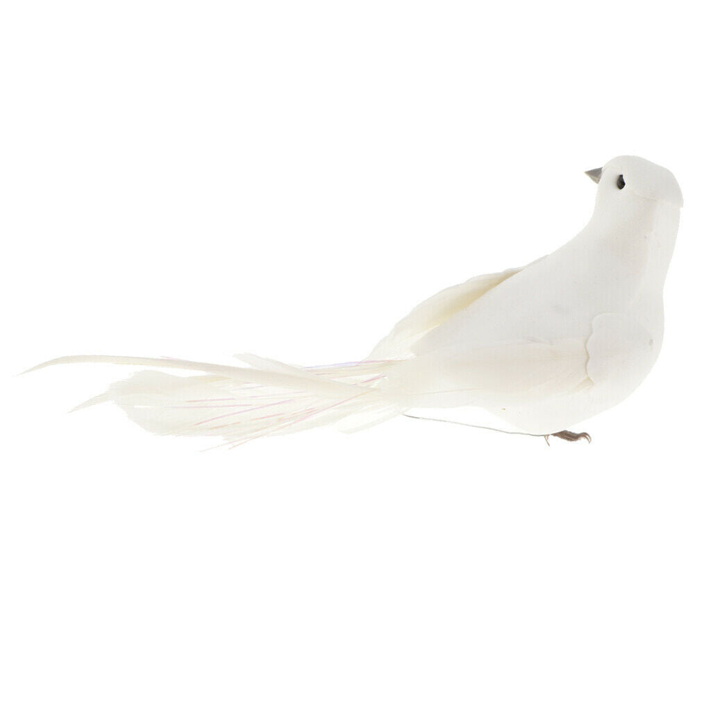 White Feathered Foam Artificial Doves Store Setting Garden Lawn Decoration