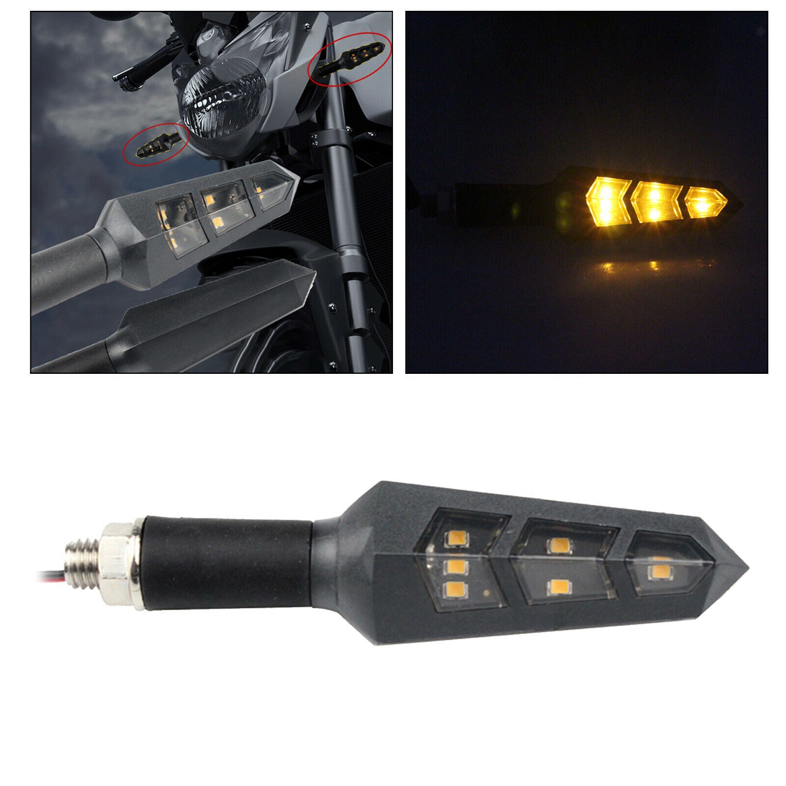 Motorcycle 6 LED Amber Turn Signal Light Indicator for Scooter