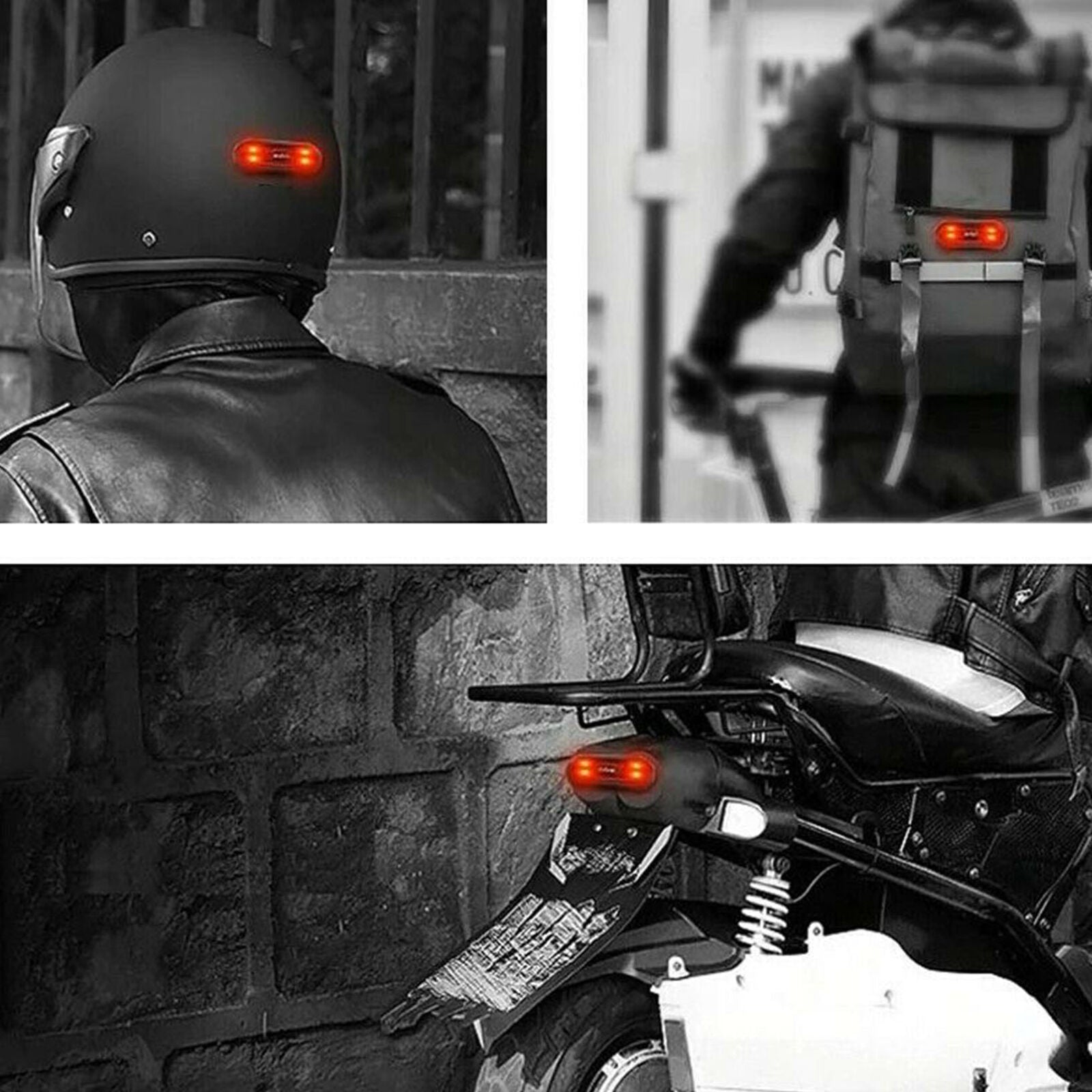 Motorcycle Bicycle Helmet Night Light Strip LED USB Charge Safety Signal Warning