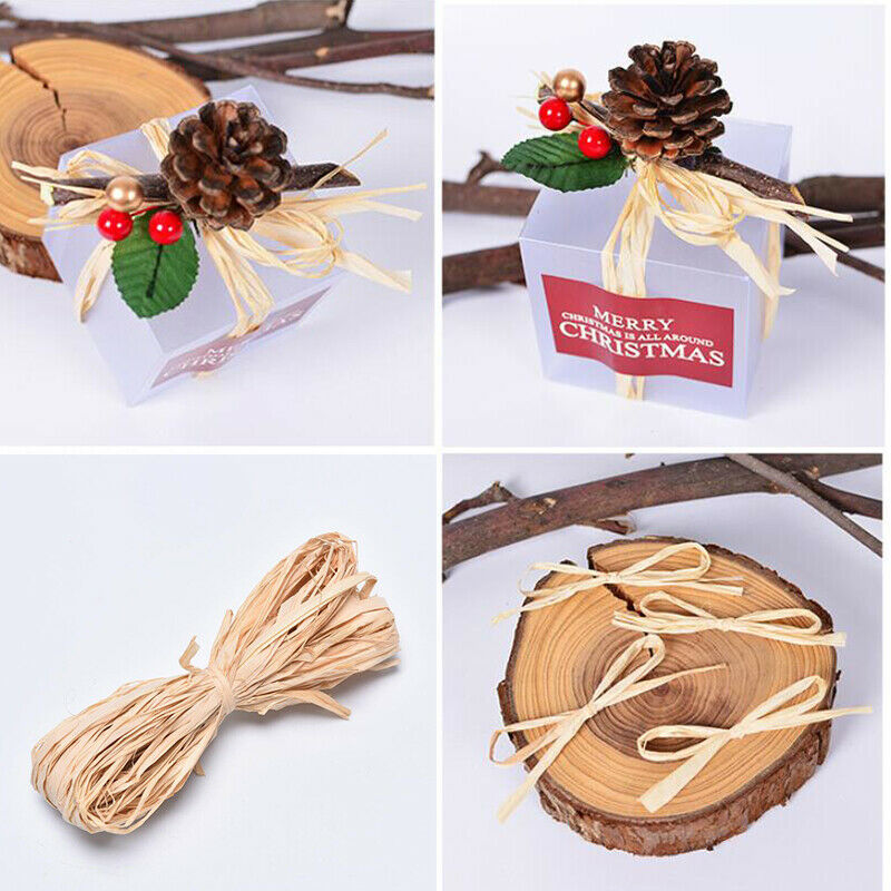 10X Raffia Natural Rope Crafts Wedding Gift Wrapping Cord Twine DIY Scrap.l8