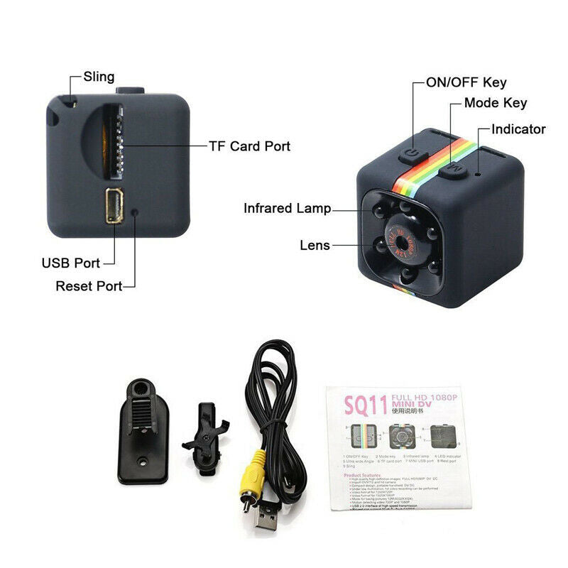 1080P Mini Car DVR Camera Spy Hidden Camcorder IR Night Vision Recorder Portable