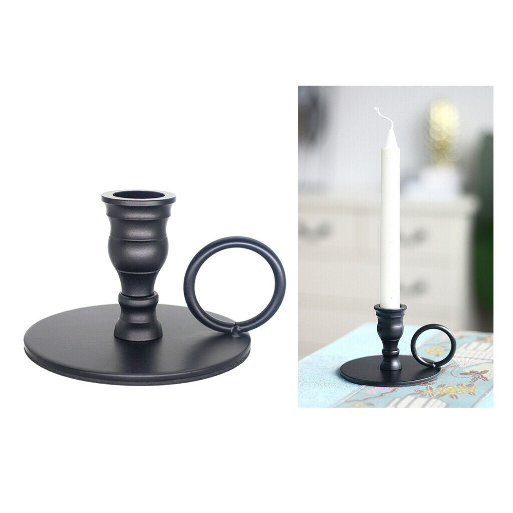 Iron Taper Candle Holder Candlelight Candlestick Stand Tabletop Ornament