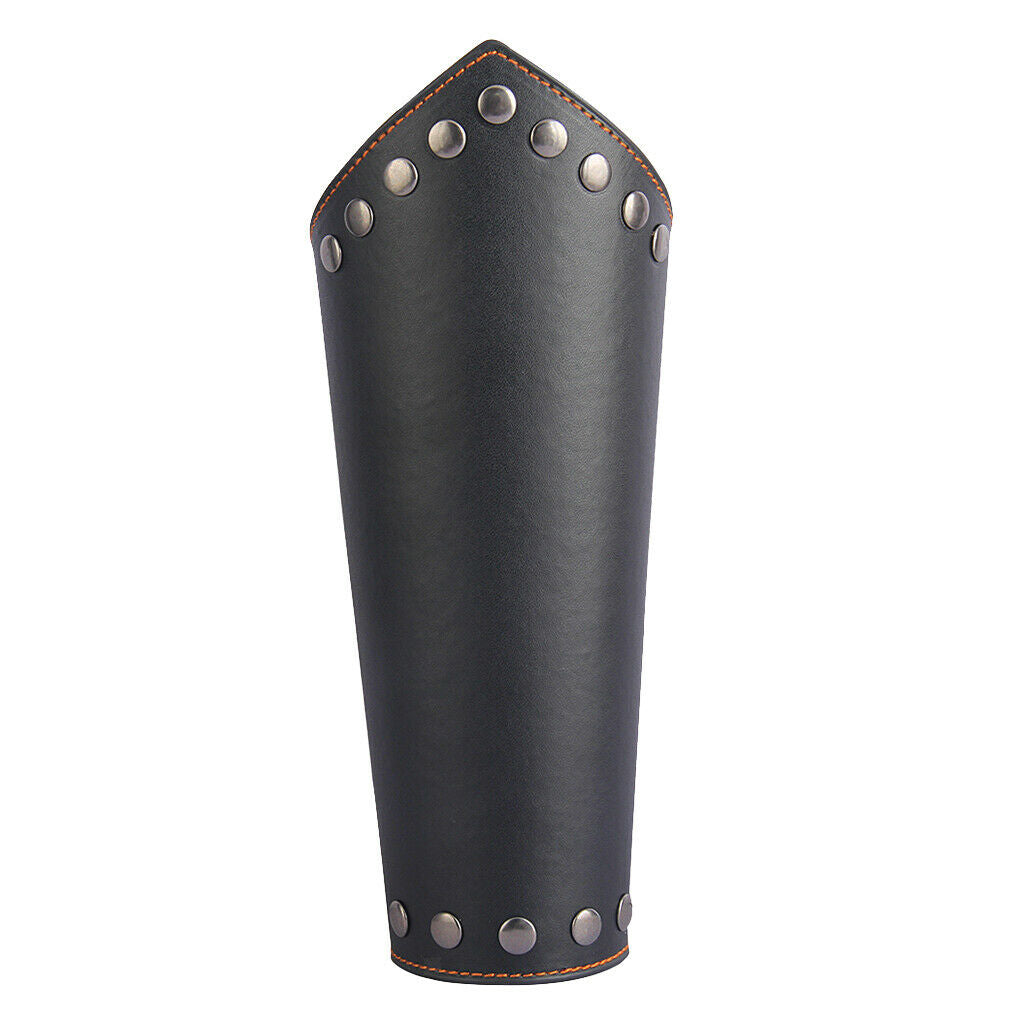 2x Leather Arm Guards Archery Gauntlet Medieval Bracers Studs Props Black