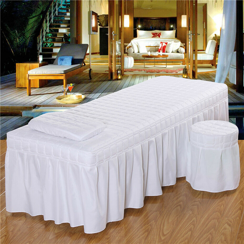 Spa Massage Table Cover Sheet with Bedskirts Beauty Bed Skirt White 75x31