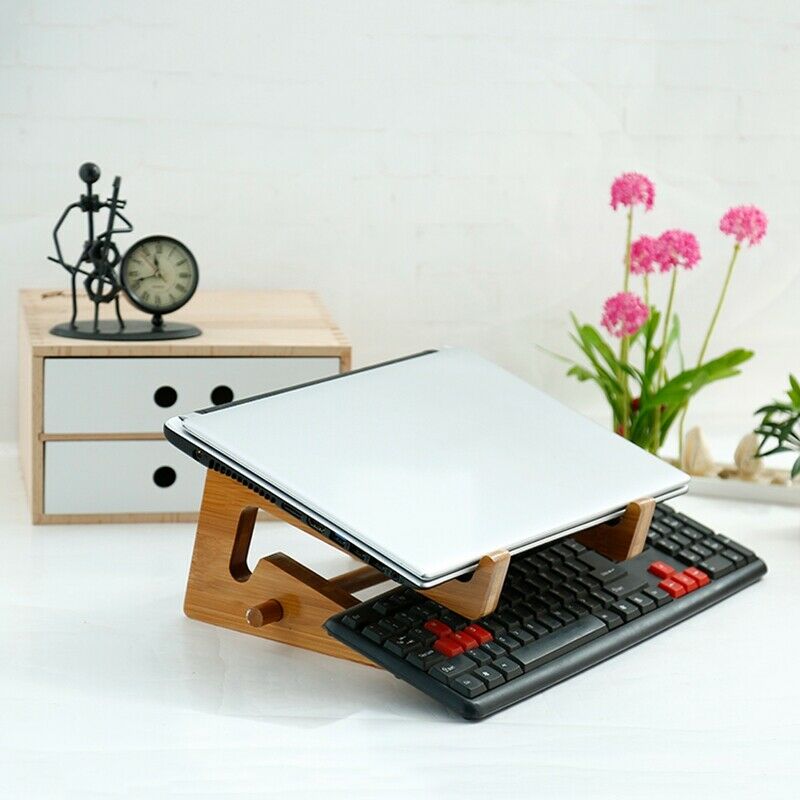 Laptop Stand Detachable Carbonized Bamboo Laptop Rack Desk Portable AdjustableL4