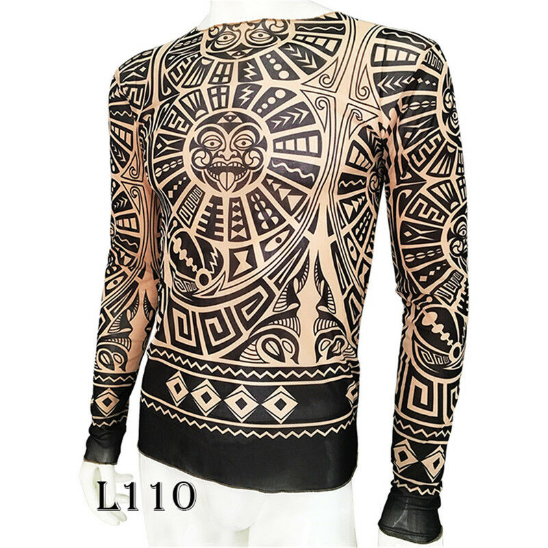 Geometry Numerology Monster Tattoo T-Shirt Tattoo Tops Biker Fitness Plus Size