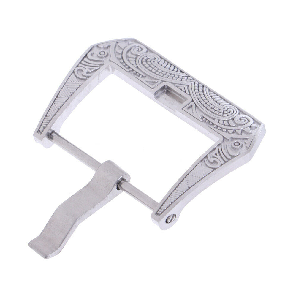 Flower Engraving Steel Screw-In Watch Buckle 22mm Replacement Clasp Crafts