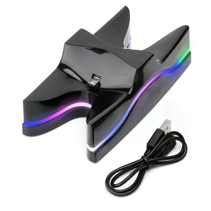 For PS4 Dual Controller LED USB Charging Fast Charger Dock Station Stand
