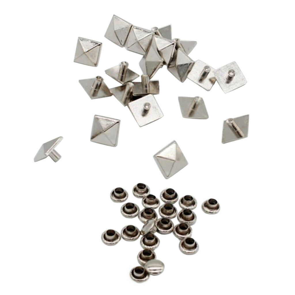 20x Square Rivets Cone Spike Studs for Clothes Belts Repair Decoration