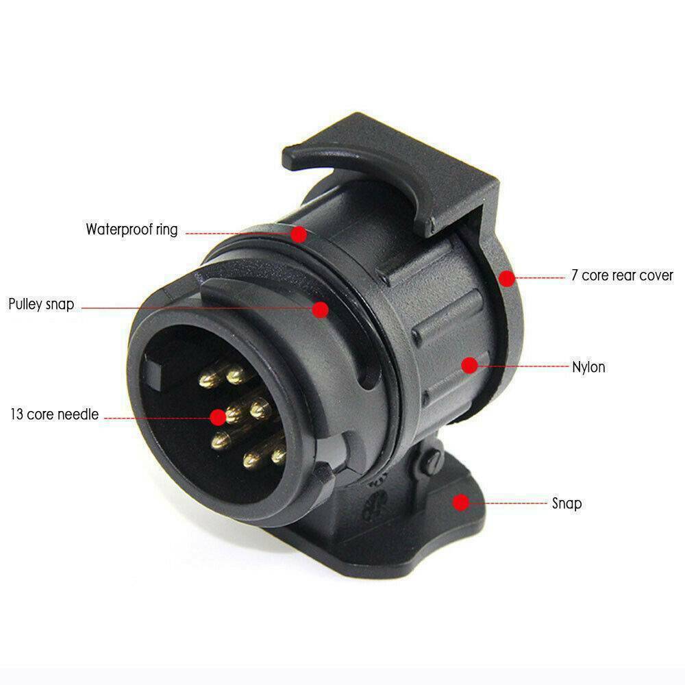13 To 7 Pin Plug Adapter Trailer Connector 12V Towbar Towing Waterproof Plugs