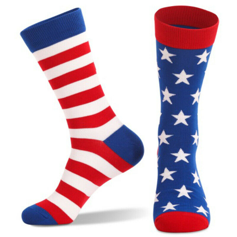 American Flag Socks For Men Stars and Stripes Cotton Portable Chic SockSJCA