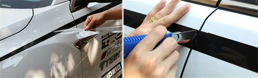 2Pc Universal Sports Racing Stripe Stickers Car SUV Body Side Door Vinyl Decals