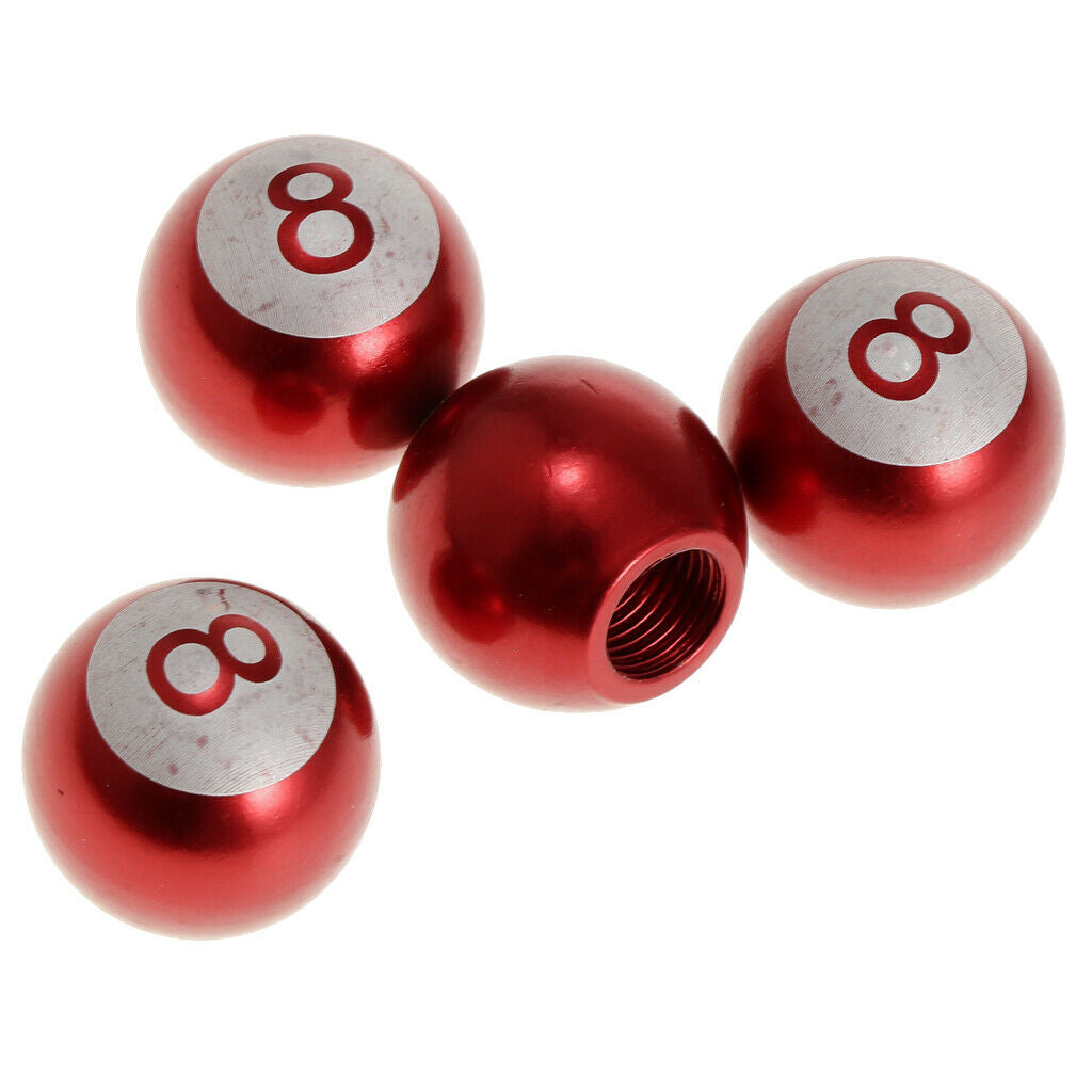 4 Pcs Car Bicycle Motorcycle Red 8 Ball Tyre Tire Wheel Stem Air Valve