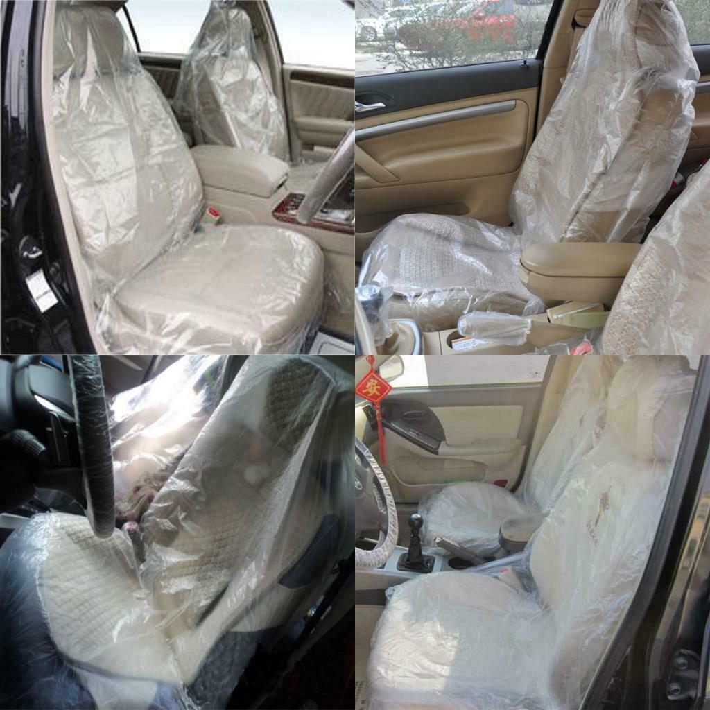 100Pcs Disposable Plastic Films Car Seat Covers Protector Mechanic Valet