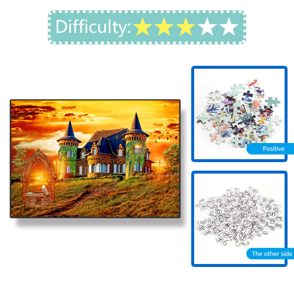 1000pcs DIY Castle Scenery Paper Puzzles for Parent-child Interactive Game @